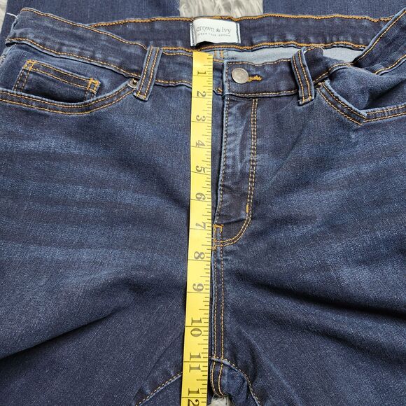 Crown & Ivy Jeans Womens 14 Straight Leg Stretch Denim High Rise Pockets Casual - Picture 6 of 15